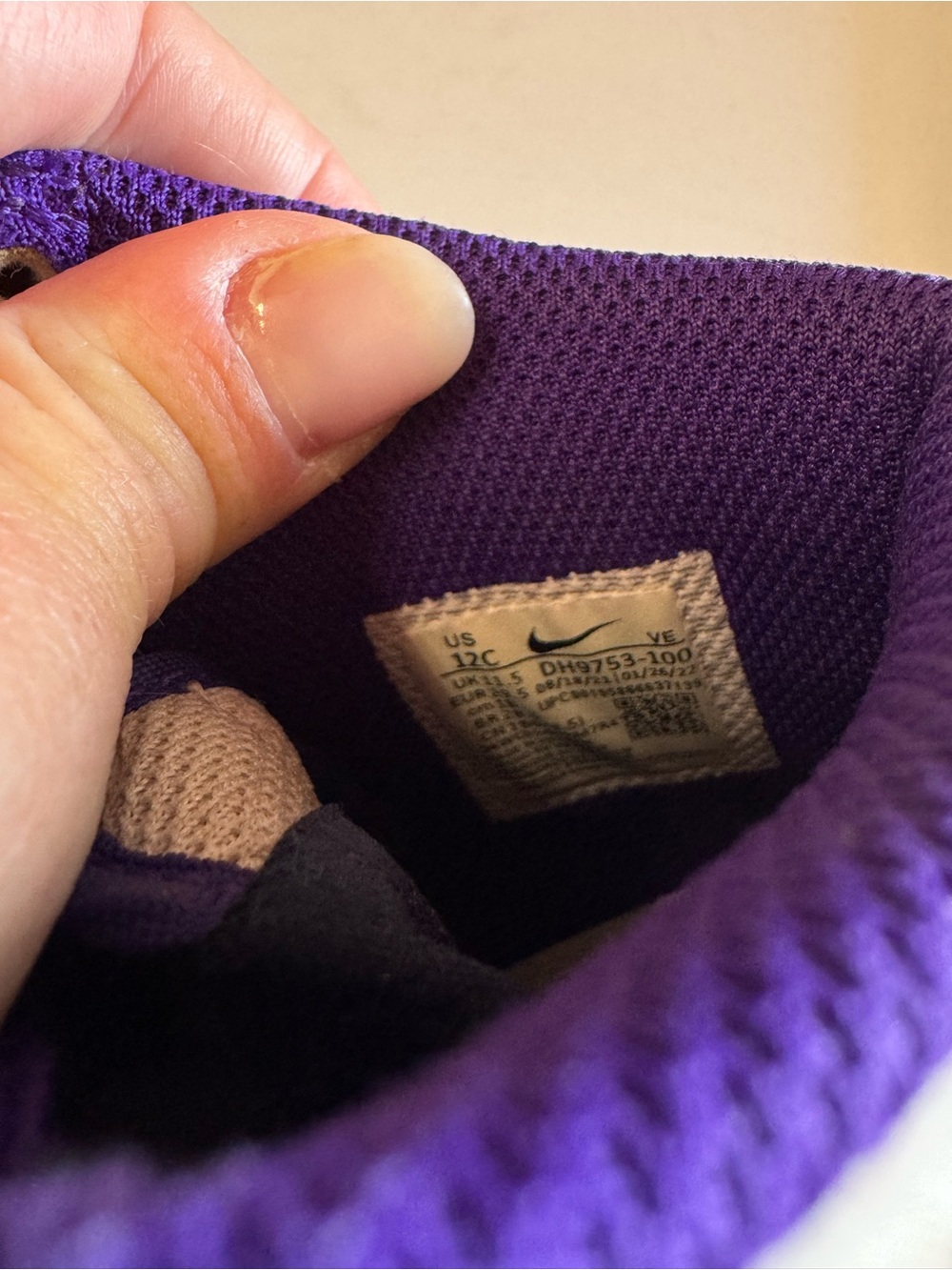 Nike Kids Purple and White High-Top Sneakers - Picture 2 of 3